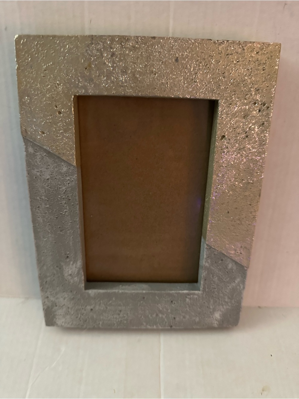 Max Studio Home Heavy Cast Stone Photo Frame Silver Gold Modern Decor
